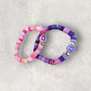 Pink and purple smile face friendship, bracelets